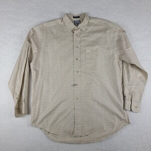 Faconnable Dress Shirt Mens Large Beige Check Cotton‎ Button Up USA MADE